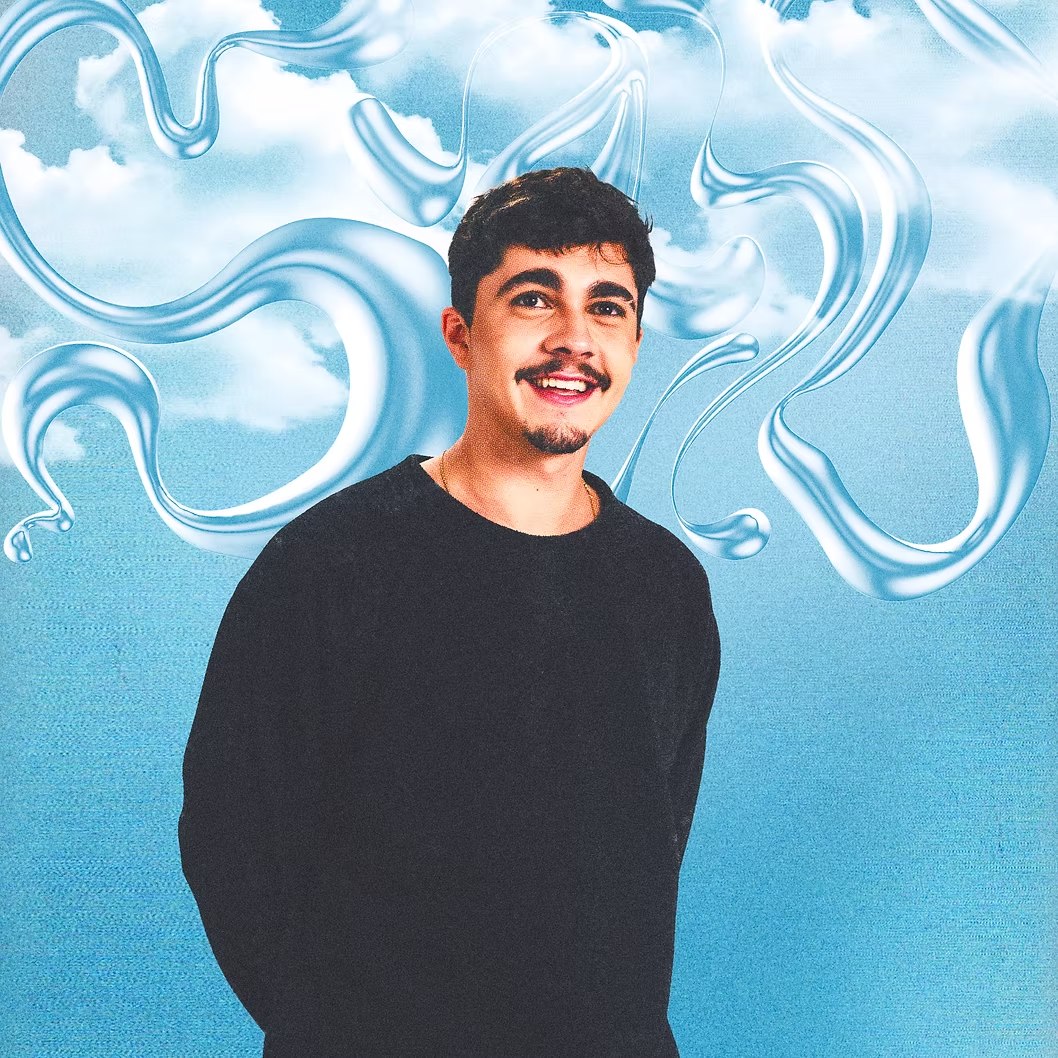 Sávio portrait with the 3D typography behind him