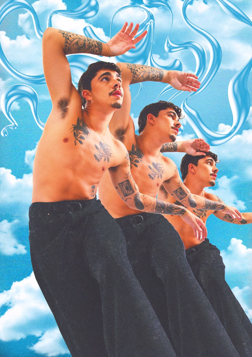 Sávio triptych poster against a sky background